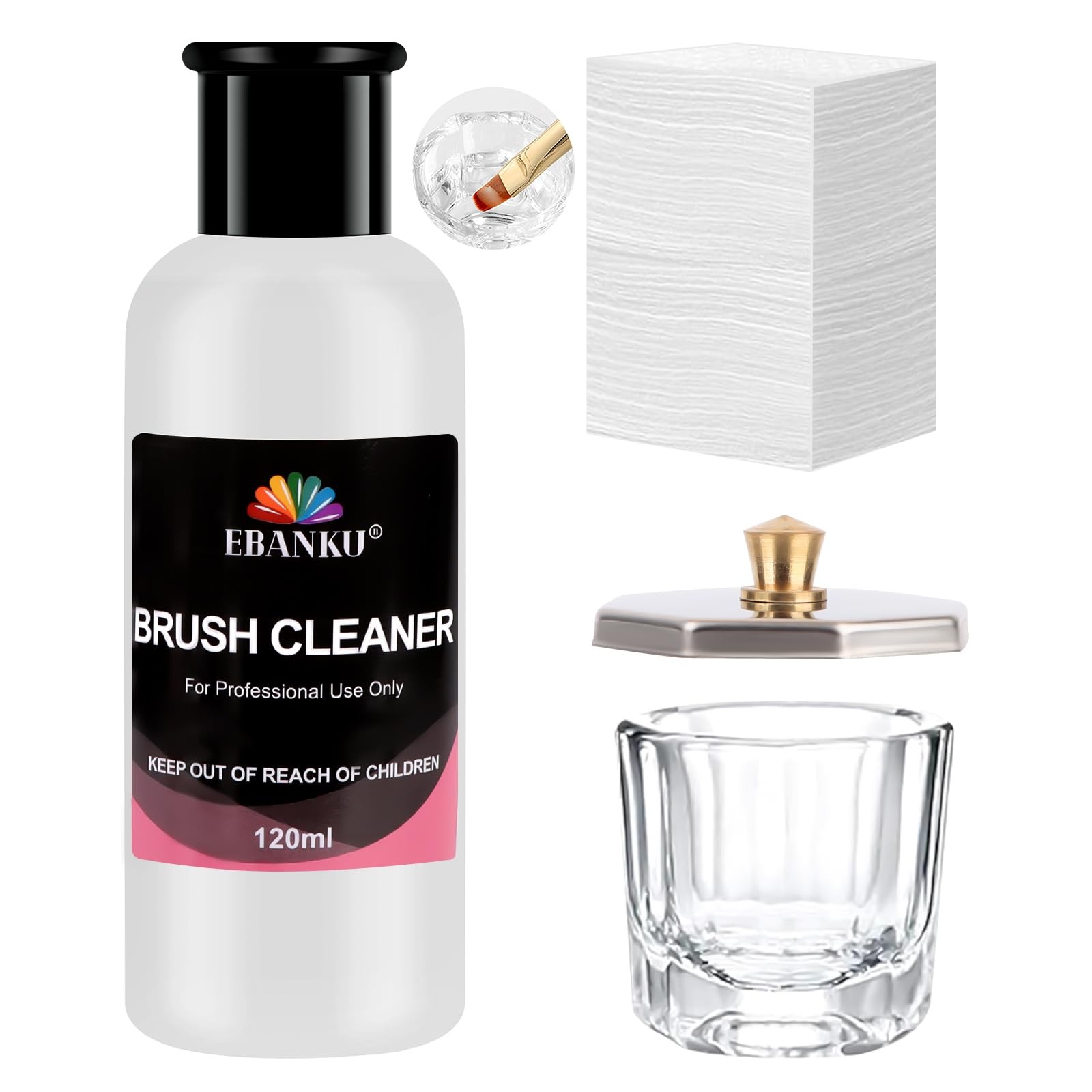 EBANKU 4OZ Nail Brush Cleaner, Nail Art Brushes Conditioner Quickly Clean