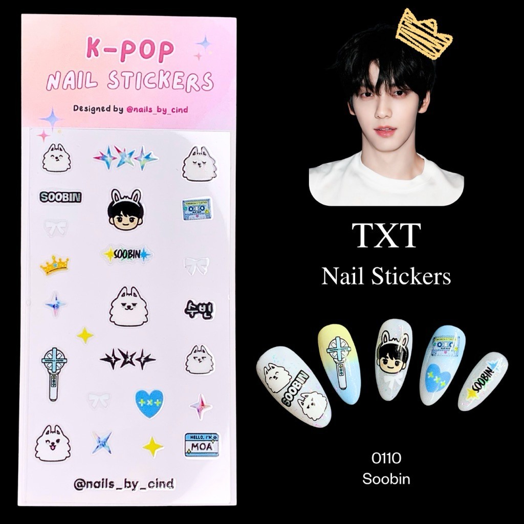 TXT TOMORROW X TOGETHER KPOP NAIL STICKER FAN MADE KOREA SOOBIN YEONJUN I Z10