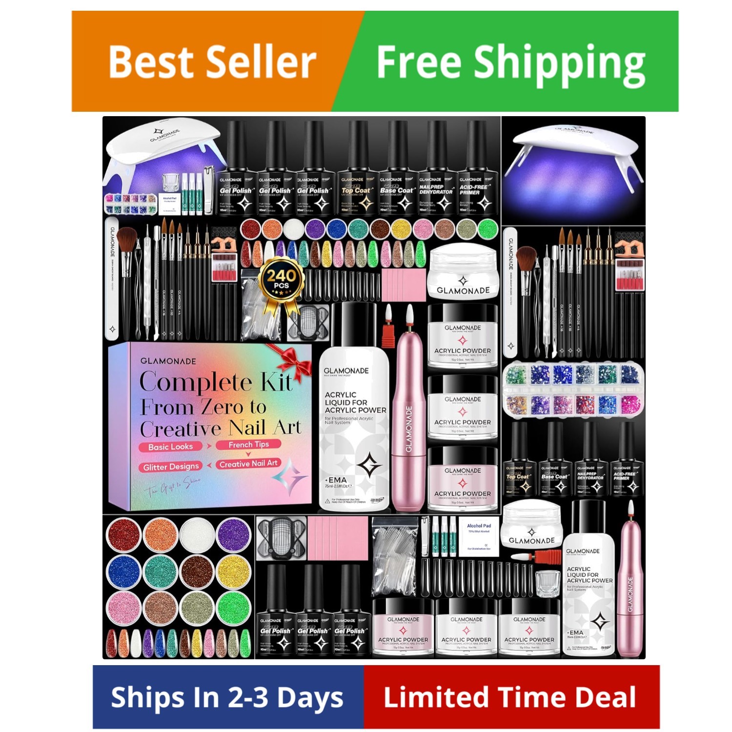 Acrylic Nail Kit for Beginners: Professional Nail Set with Drill Acrylic Powd…