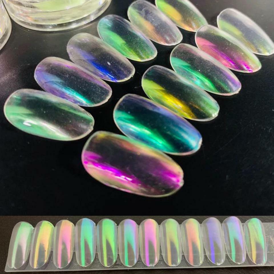 9 Colours UNICORN AURORA NAIL CHROME POWDER Rainbow Mirror Mermaid Chameleon UK