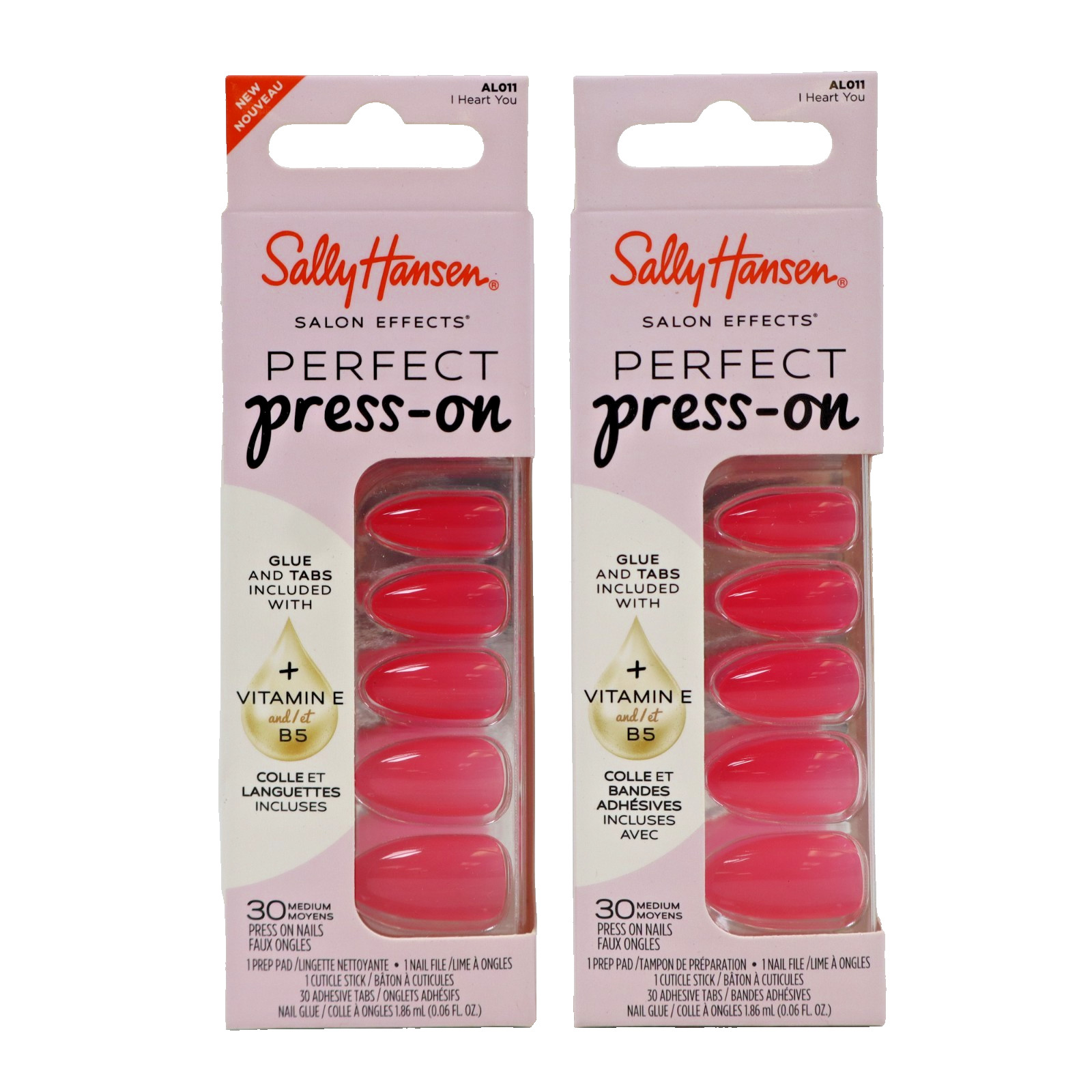 2 PACK Sally Hansen Salon Effects Perfect Press-on Nails, AL011 I Heart You