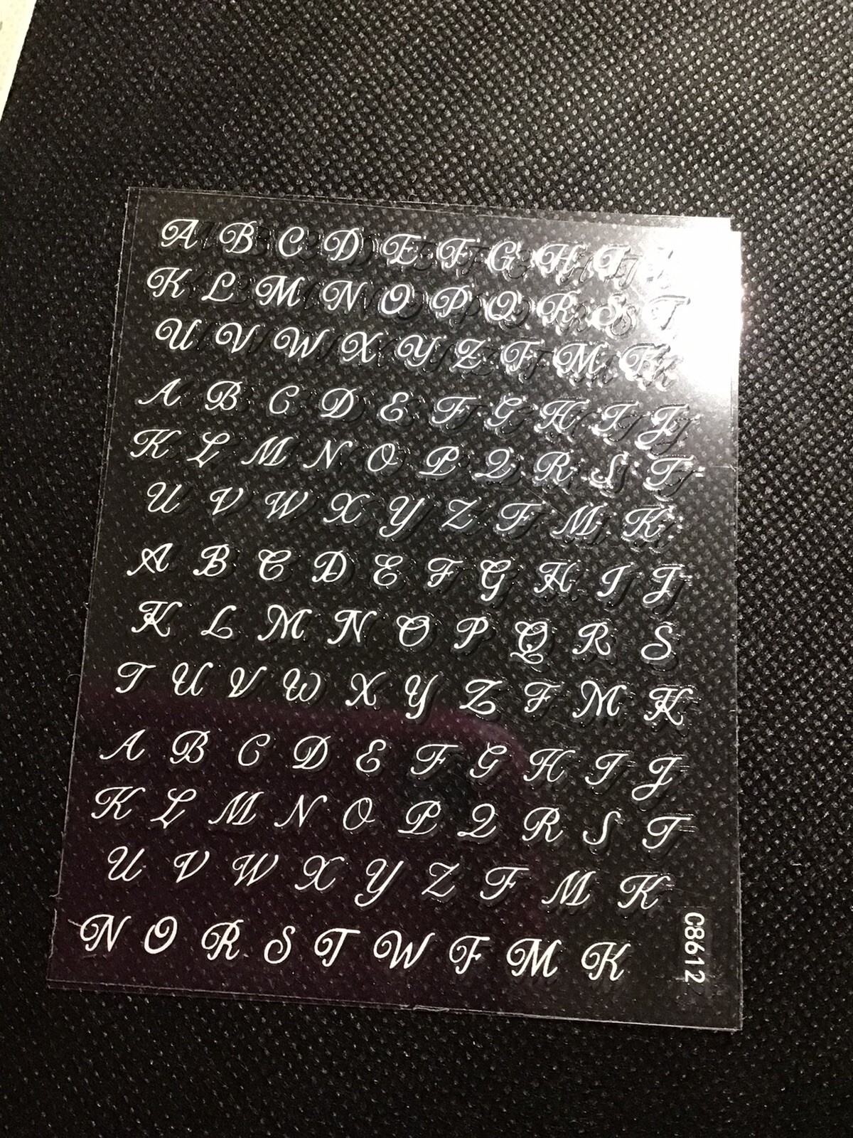 3D Nail Art Alphabet Stickers – 4Pcs Black, White , Gold And Silver
