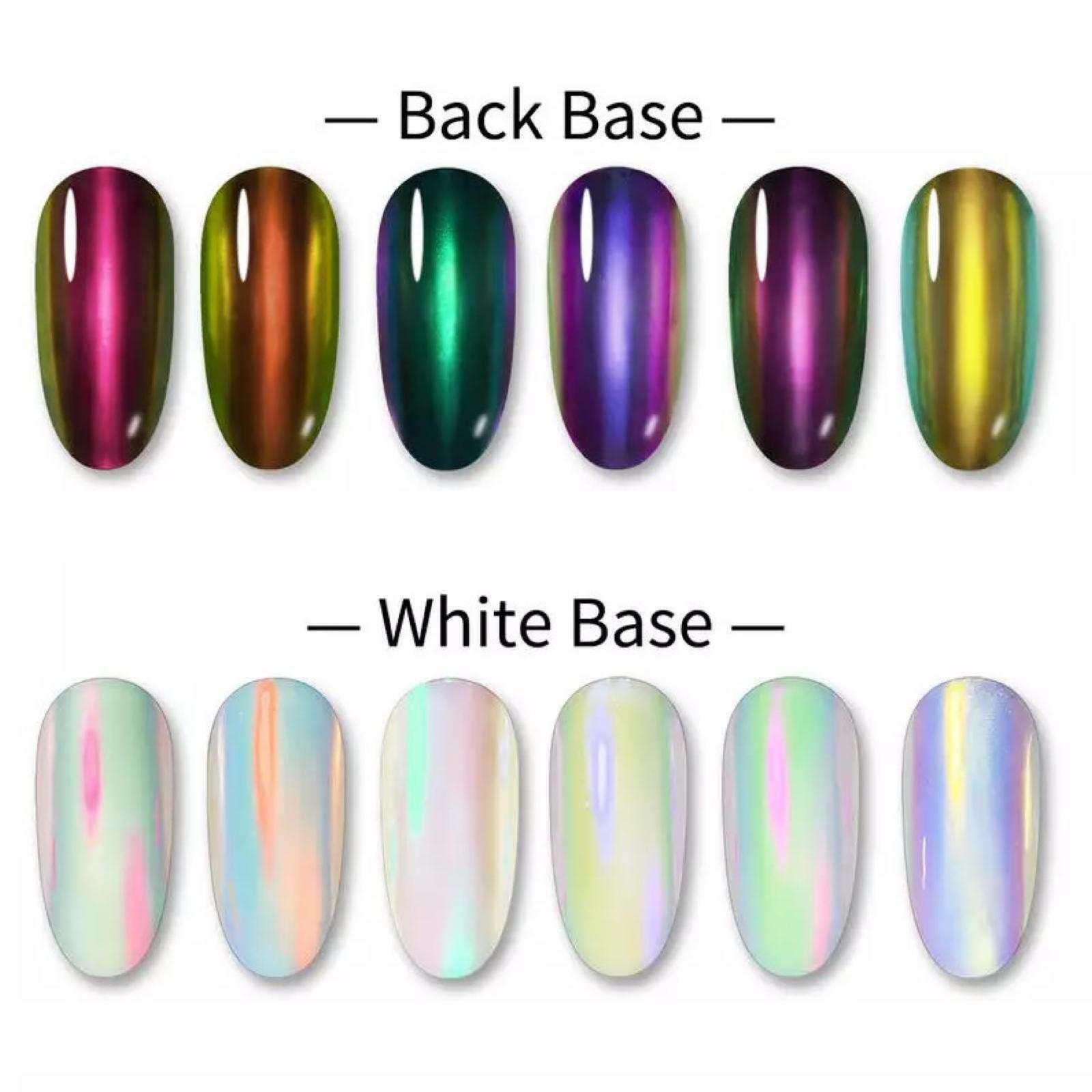 9 Colours UNICORN AURORA NAIL CHROME POWDER Rainbow Mirror Mermaid Chameleon UK