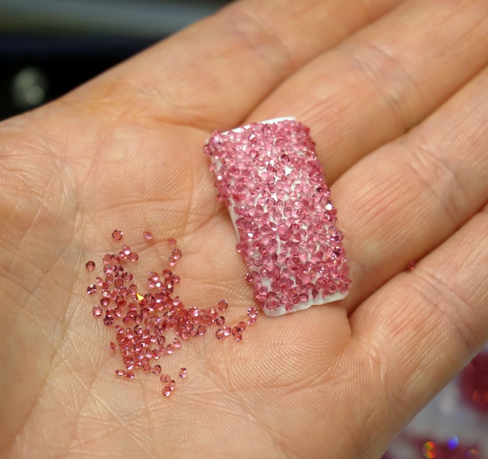 PREMIUM PINK CRYSTALS FOR NAILS 1000 Pixiecrystals Nail Art Small Gift