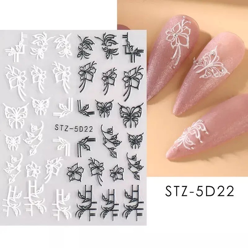 10/50/100 3D Nail Art Sticker Transfer Self Adhesive Decal Decor Design Manicure
