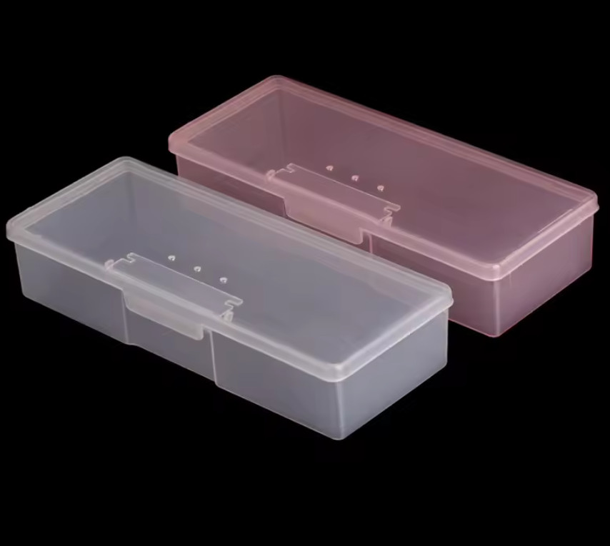 Nail Art Rectangle Plastic Transparent Storage Box Nail Rhinestone Brush Pen