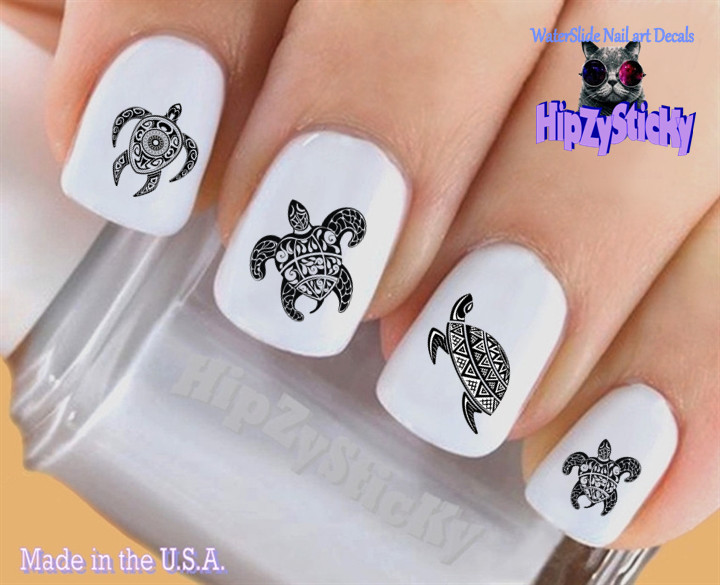 Nail Art 2205 Hawaiian Sea Turtle #3 Tribal WaterSlide Nail Decals Transfers