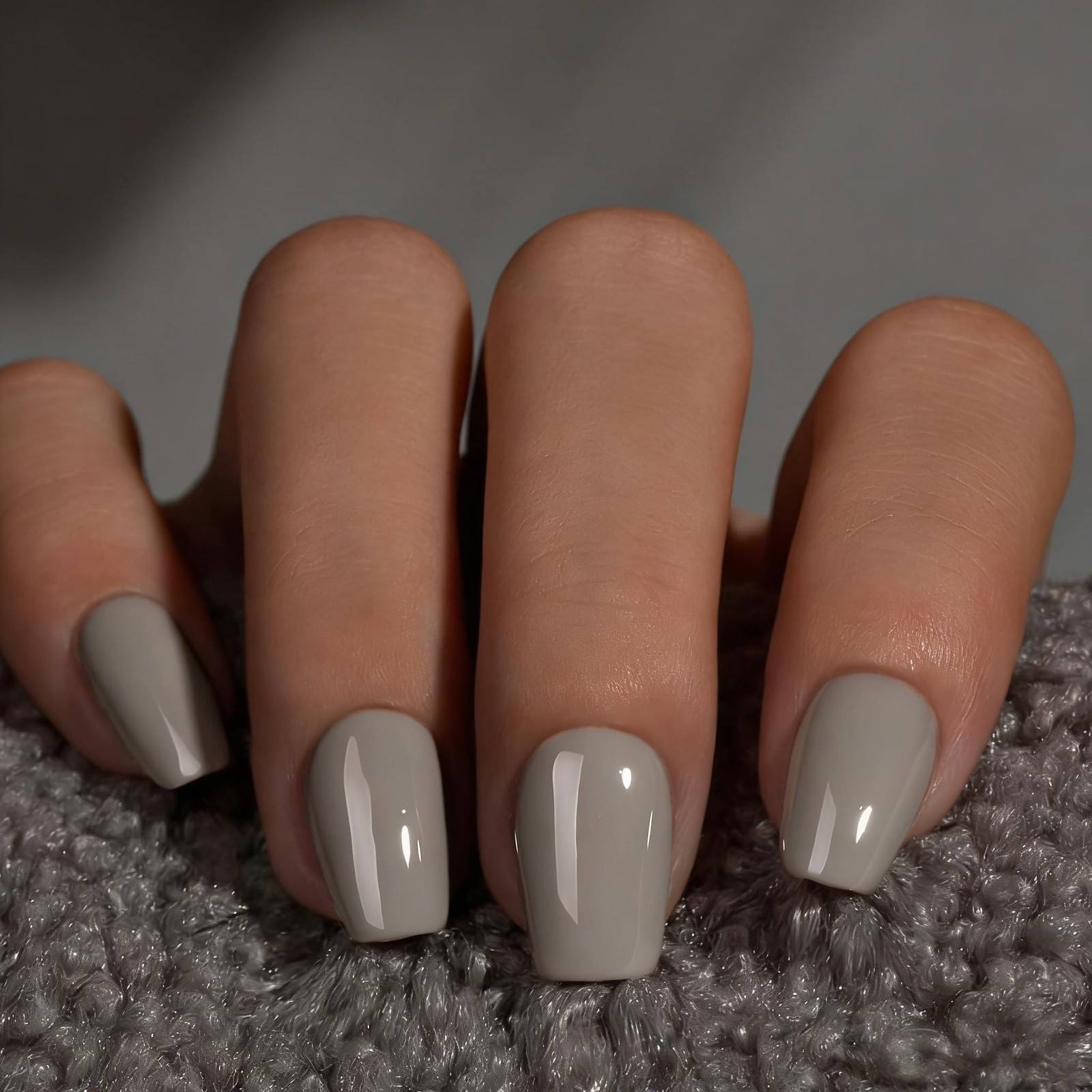 SXVME Dark Grey Coffin Press On Nails Short