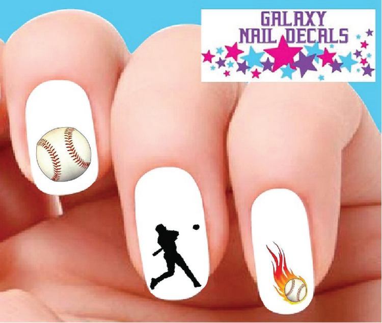 Waterslide Nail Decals – Set of 20 Baseball Player, Flames Assorted