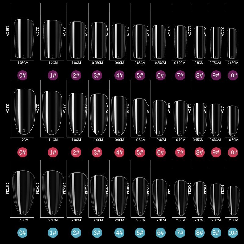 550Pcs/Box Coffin Nail Art Tips Almond Square Clear Fake False Nails Full Cover