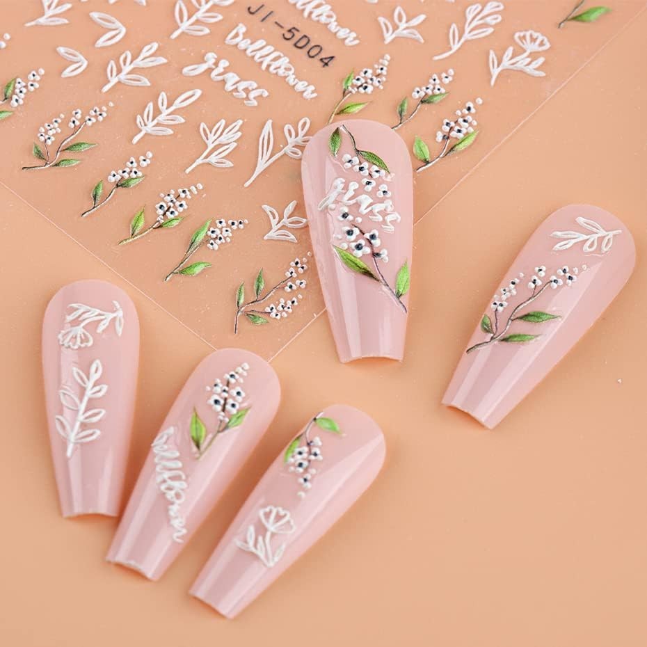 Waterproof 3D Flower Leaves Nail Stickers – Perfect Gift for Nail Lovers