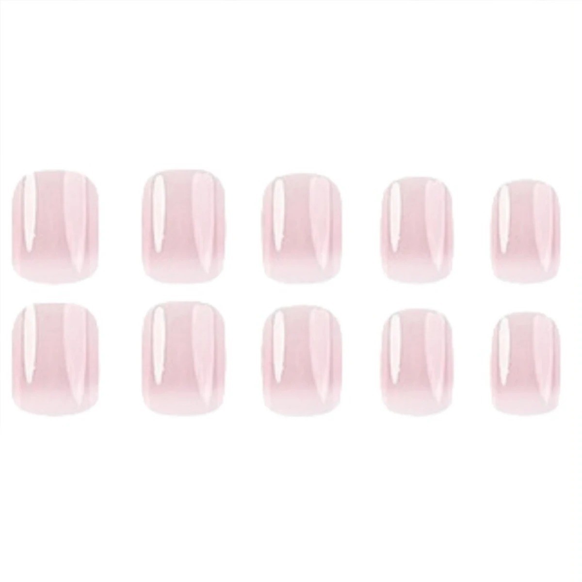 24pcs Glossy Pink Press-On Nails – Medium Square Full Cover Fake Nails