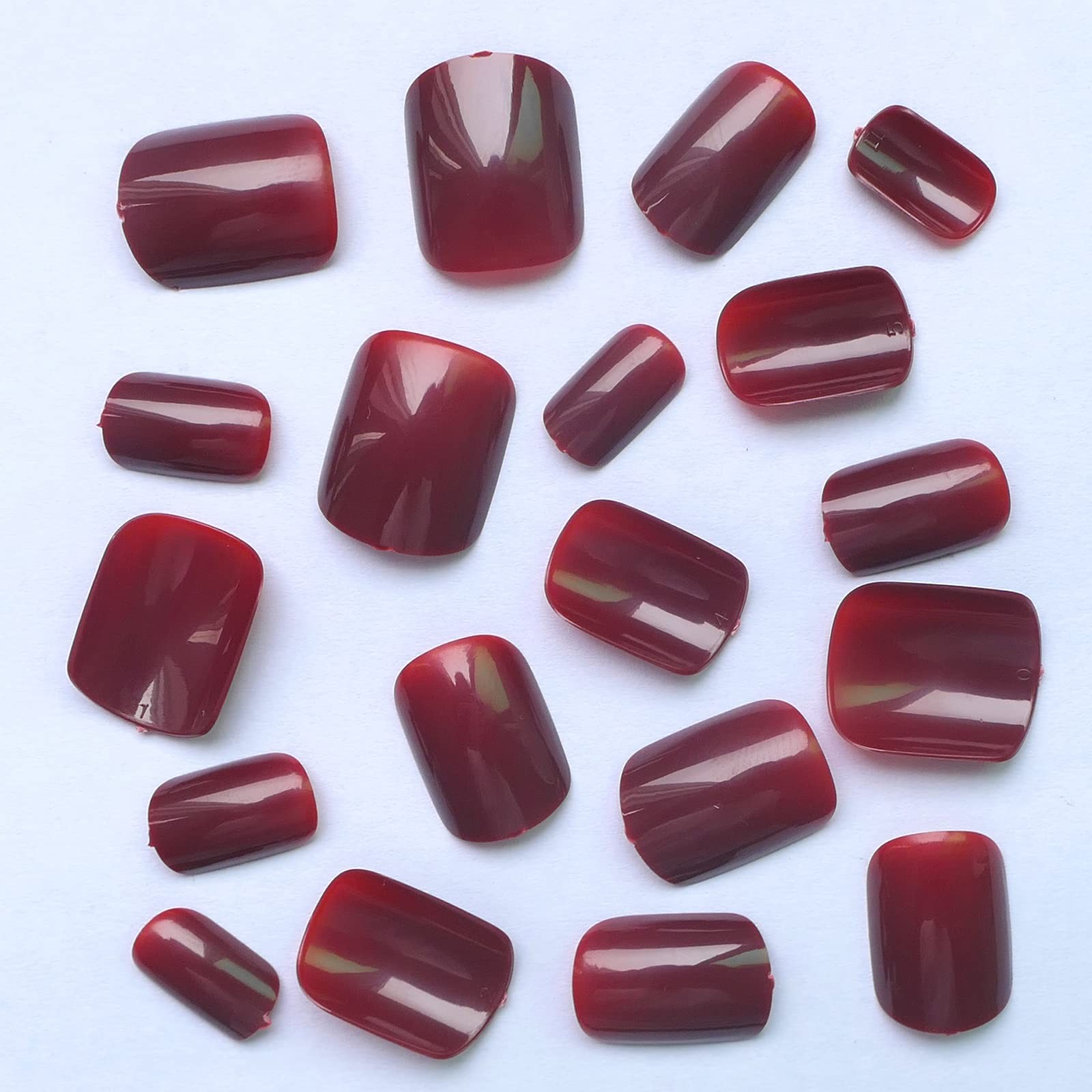 Bellelfin 240pcs Short Press on Nails Burgundy Full Cover Large,