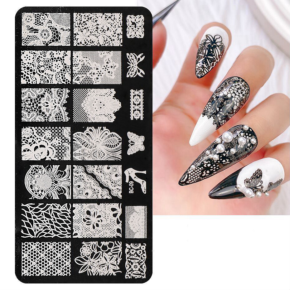 Mandala Patten Floral Lace Nail Stamping Plates Mesh Web Metal Template