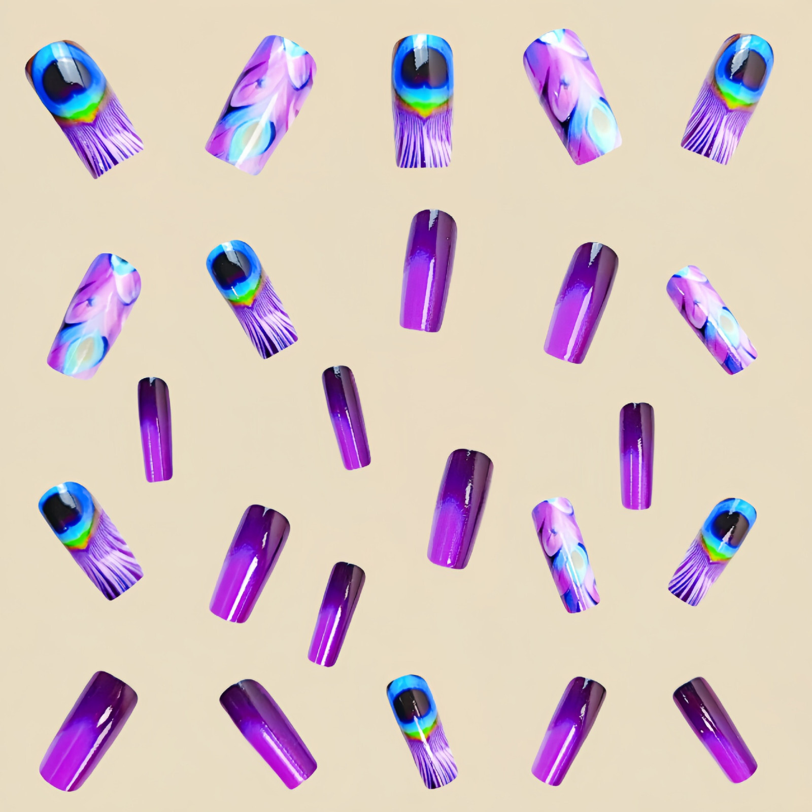 4 set （24Pcs/set ）Purple color False Nail Art Full Cover Artificial Fake Nails