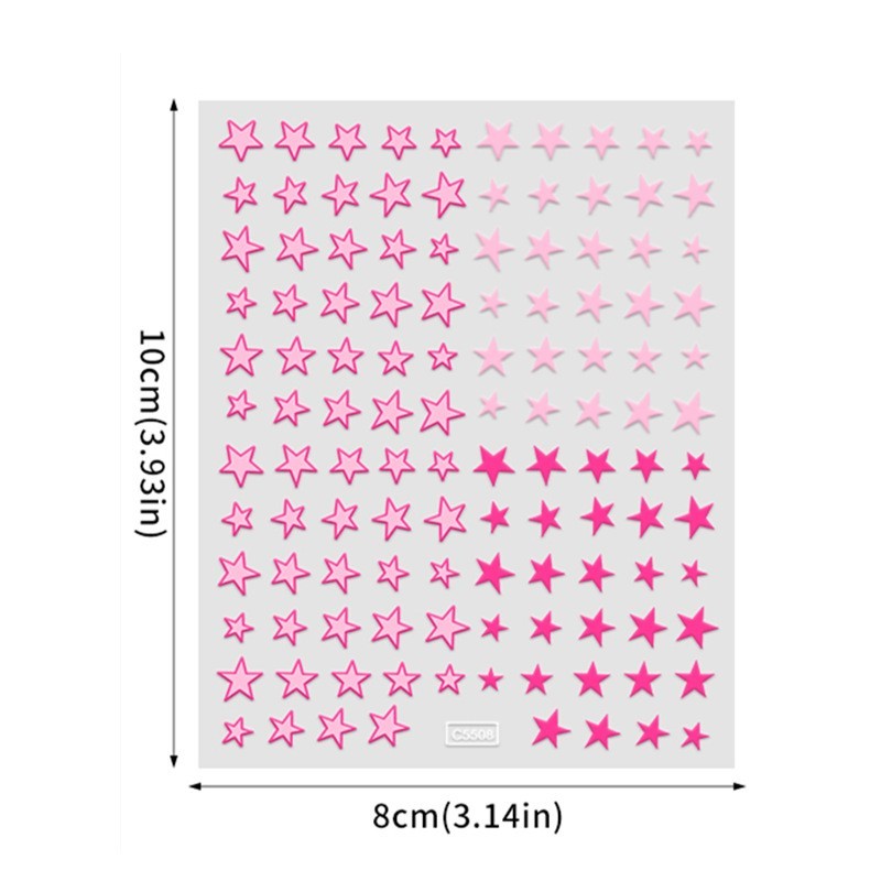 4Pcs Set Nails Stickers Blue Pink Star Heart Decals 3D Self-Adhesive Peel NH30