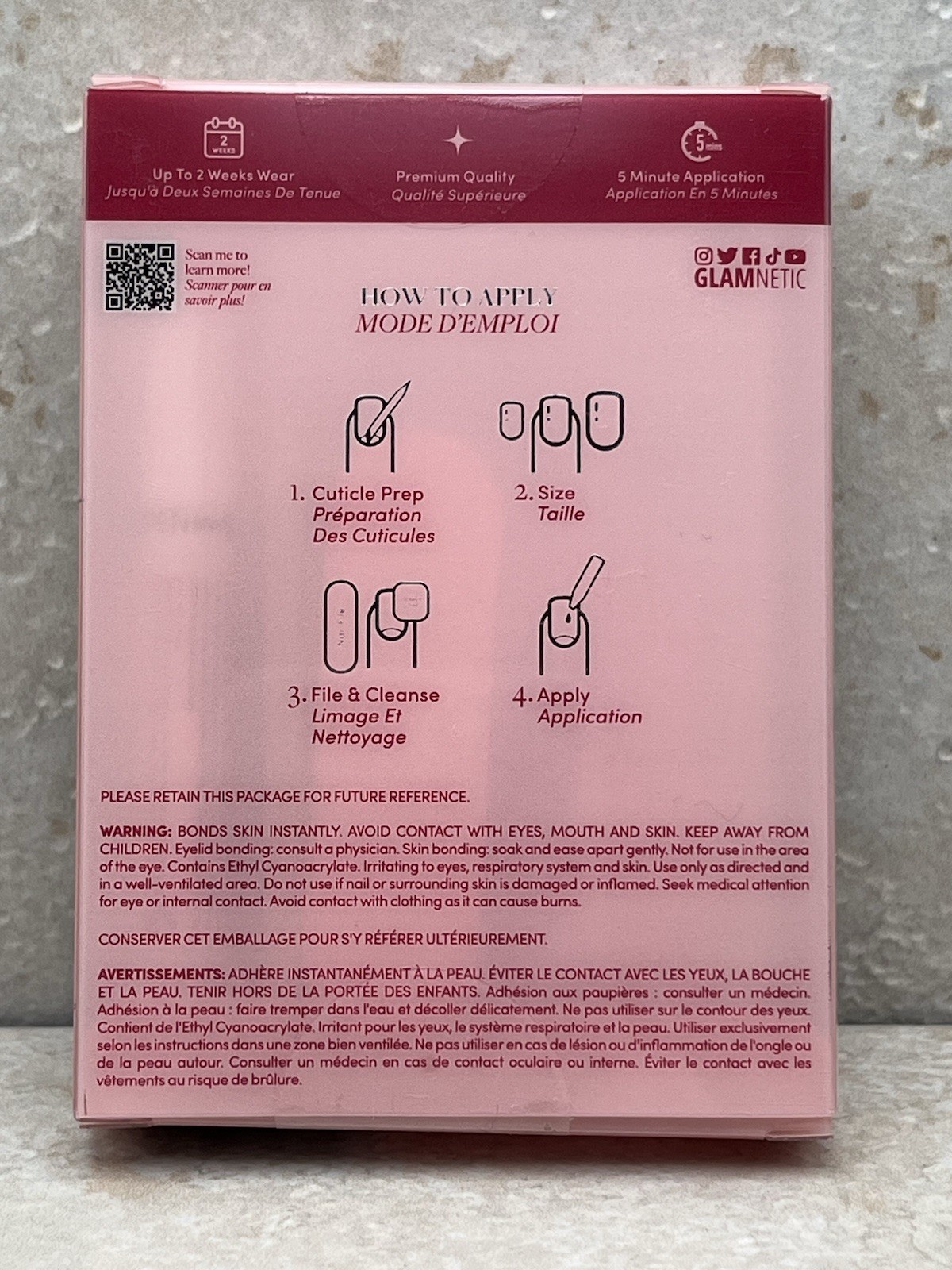 Glamnetic Think Pink Short Oval Press-On Nails – Easy Application – NIB