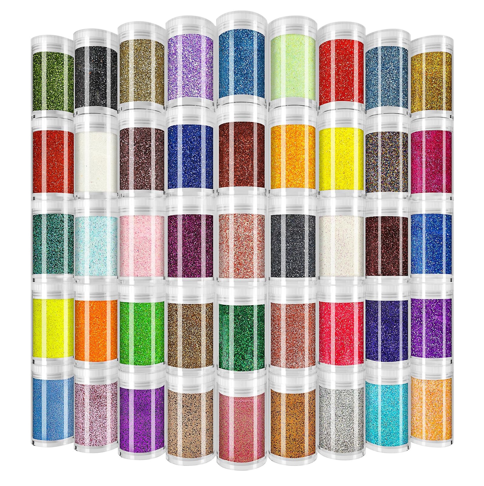 Ultra Fine Glitter for Nails, Set of 45 Colors, Extra Fine Resin Glitter Powder,