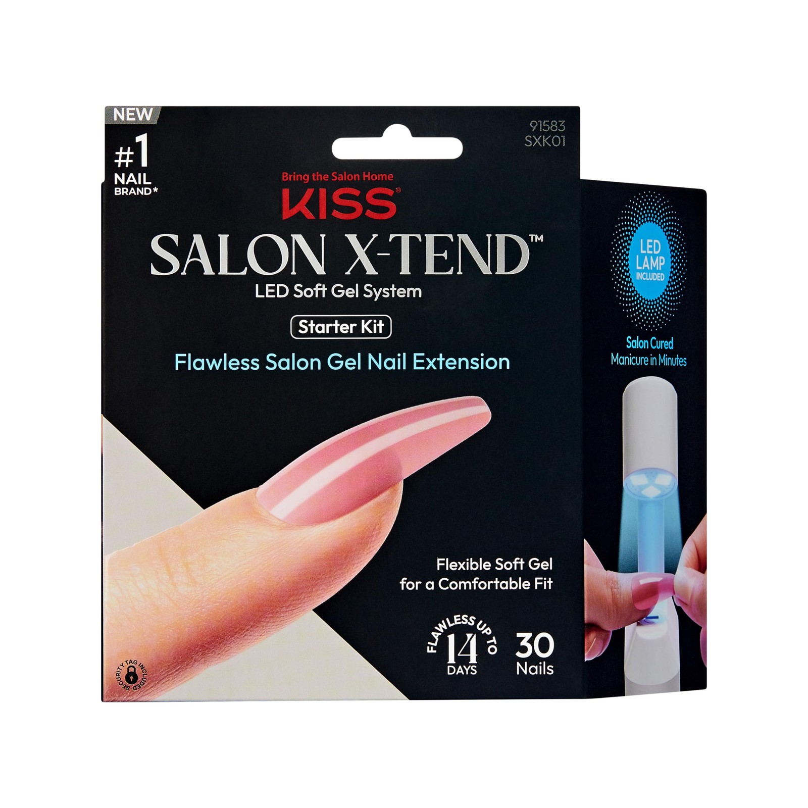Salon X-tend, Press-On Nails, Nail glue included, Tone’, Medium Pink, Long Si…