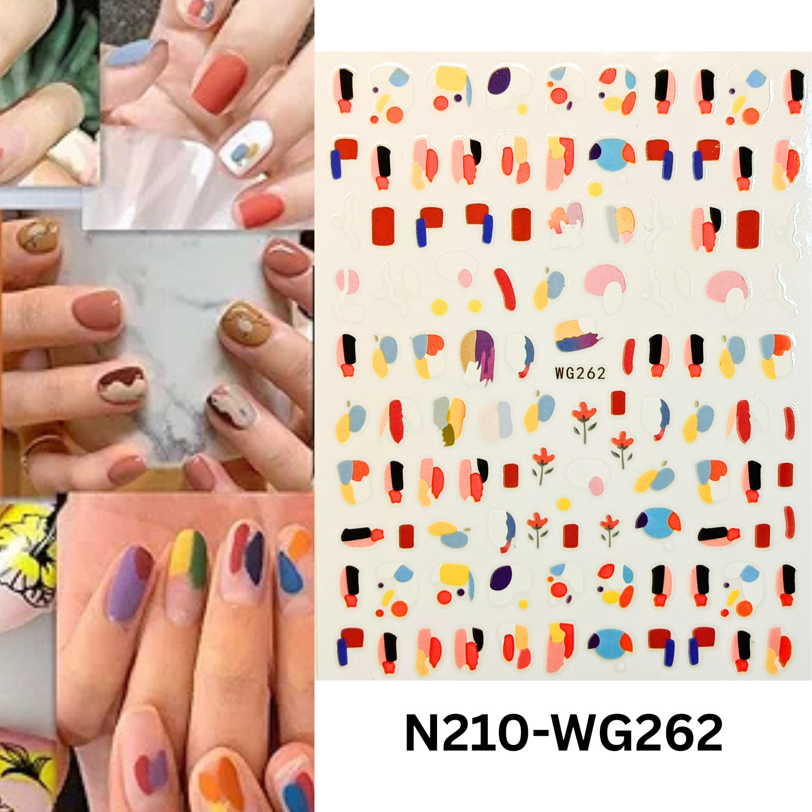 Modern Abstract Nail Art Stickers Multi-Color Geometric DIY Nail Decor