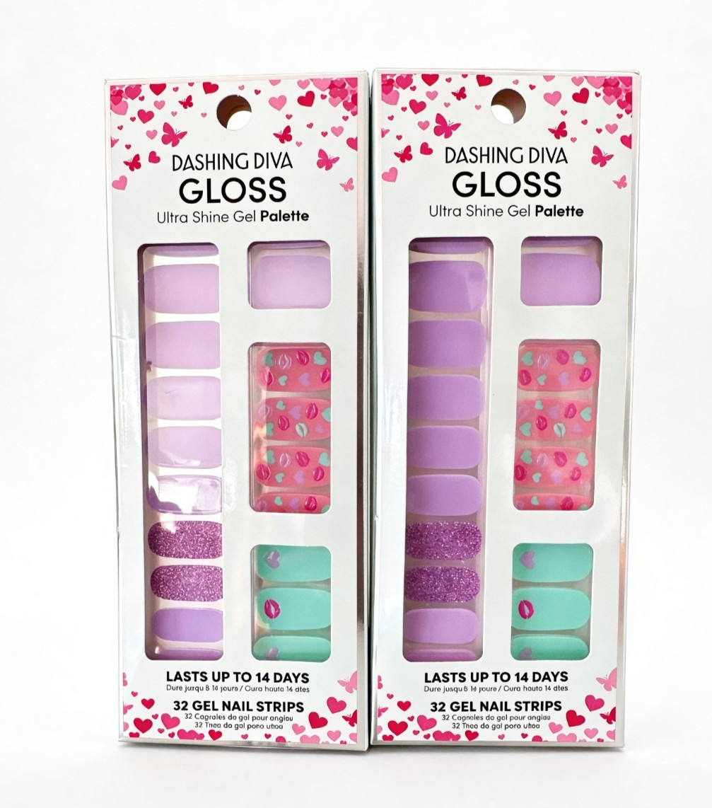 2X Dashing Diva Gloss Ultra Shine Gel Palette 64 Nail Strips Sugar Rush