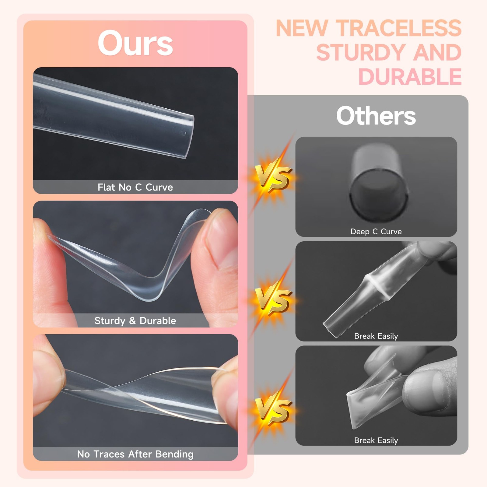 AKA Unicorn Soft Gel Nail Tips,XXXL Extra Long, Clear Long Square Tips