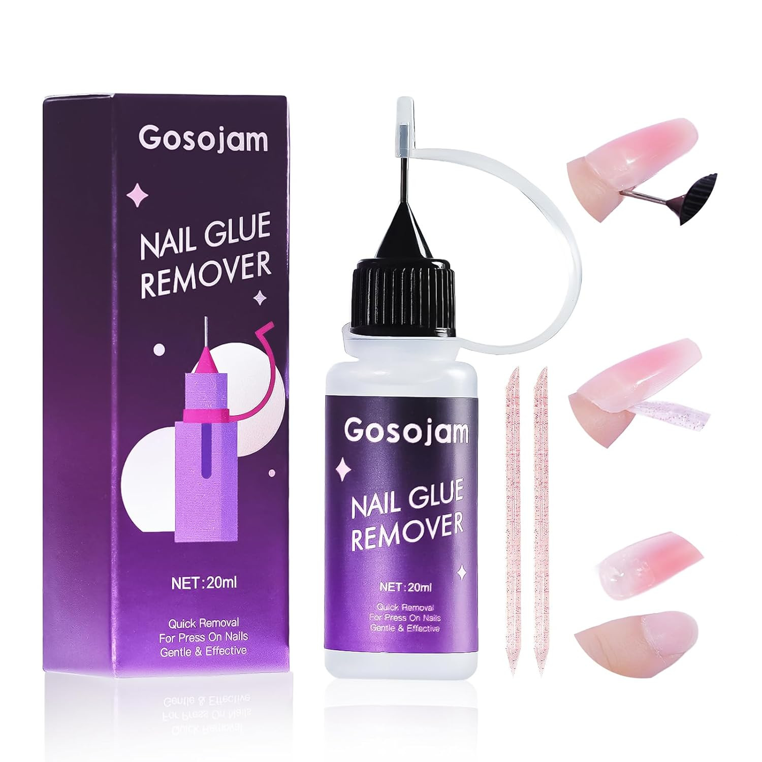 Nail Glue Remover for Press-On & Acrylic Nails, Acetone-Free, Odorless, Non-Oily