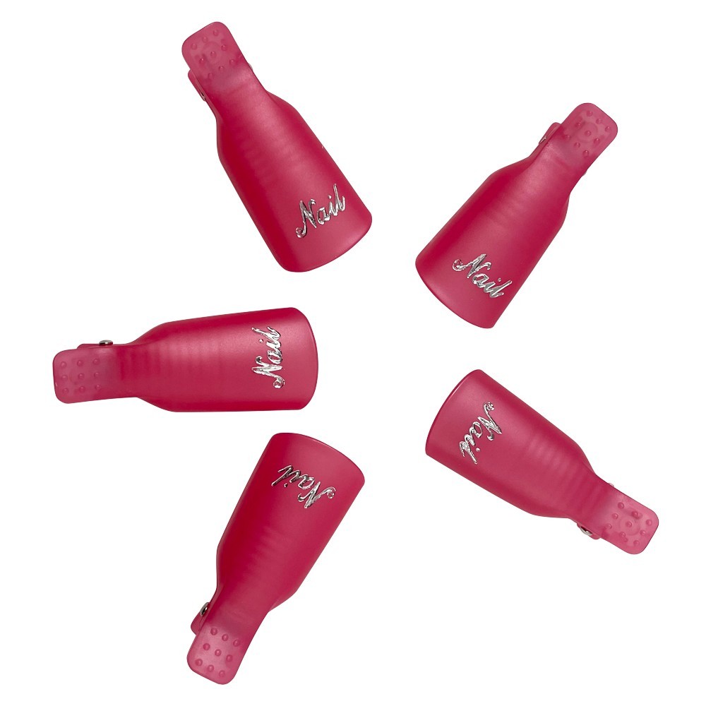 10 PCS Pink Acrylic Nail Art Soak Off Cap Clip UV Gel Polish Remover Wrap Tool