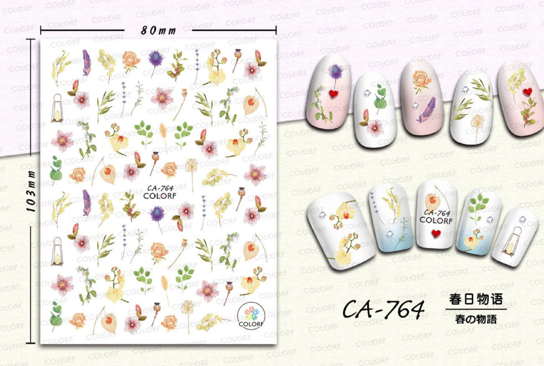 3D Nail Sticker Spring Floral Flower Tulip Adhesive Transfer Decals Slider NH7