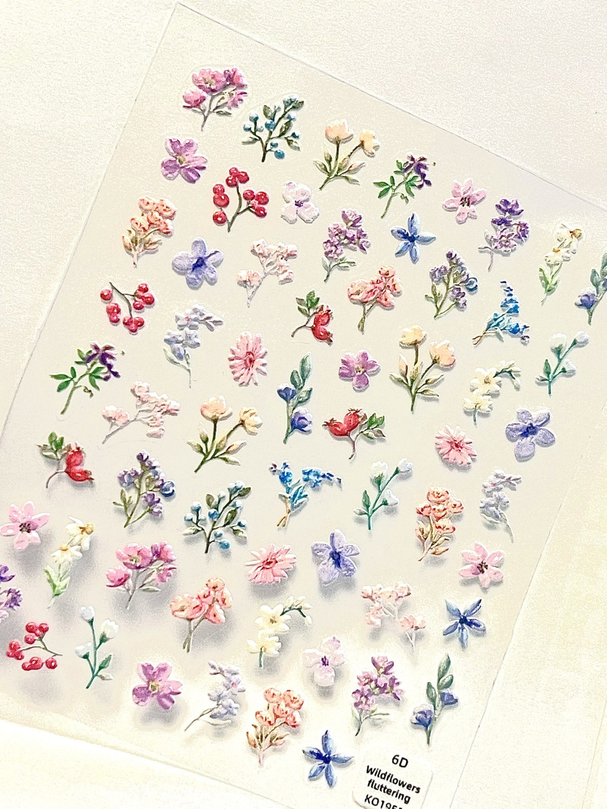 6D Nail Art Stickers Floral Wildflower Decals Spring Summer Embossed Flower