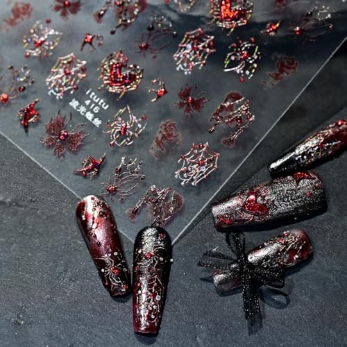 Halloween Nail Stickers for Nail Art 5D Red Halloween Stickers Style 7
