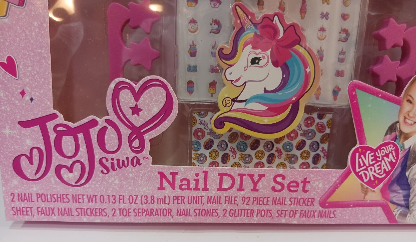 JoJo Siwa 80+ pcs Nail Kit DIY Polish Glitter Stickers Gems and More NEW
