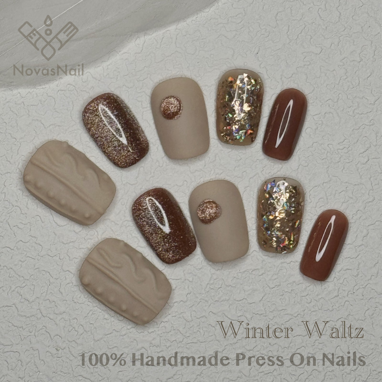 Matte Press-On Nails | Duan Fang Square Shape | Handmade Elegant Set