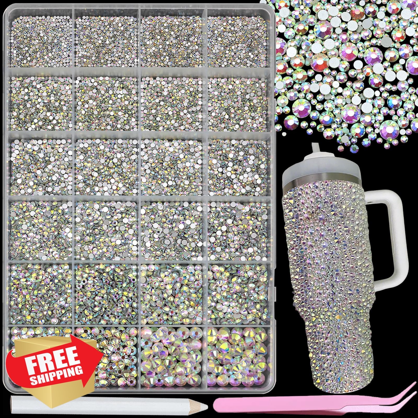 SEMATA Rhinestones Mixed Size AB Colorful