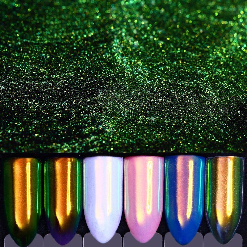 Neon Aurora Unicorn Nail Powder Mermaid AB Mirror Rainbow Shimmer Shine Effect