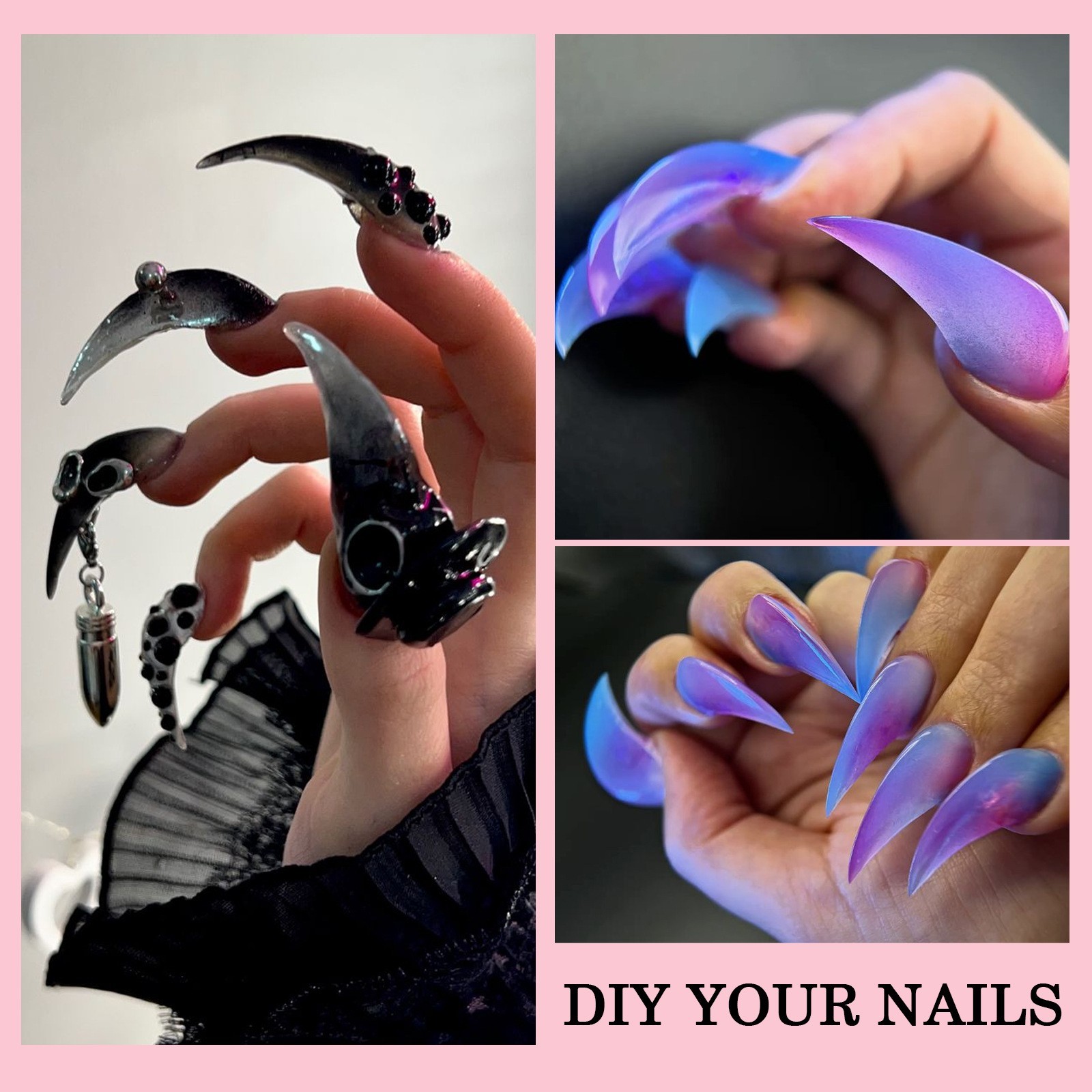 140Pcs/Box Curved Stiletto Claw Shape Nail Forms for Finger Full Cover Nails