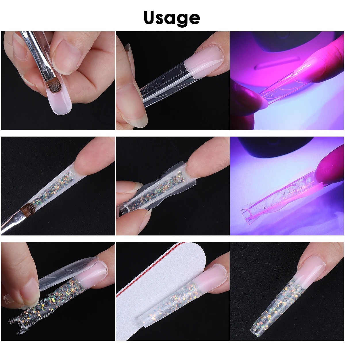 180pcs New Sandwich Nail Extension Mold Interlayer Dual Nail Forms Easy To Shape