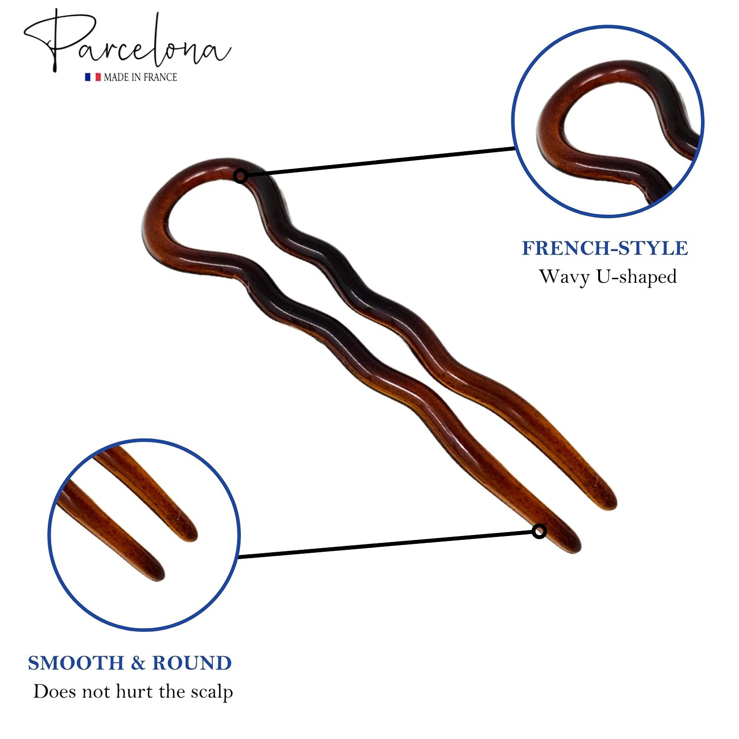 Parcelona French Sleek Tortoise 1 Count (Pack of 2), tortoise shell brown