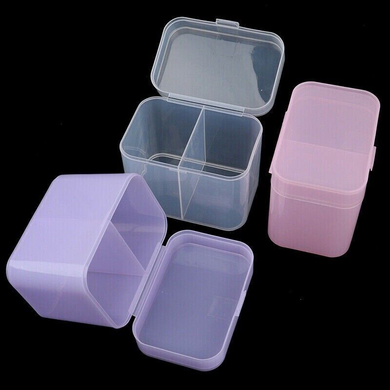 Nail Art Material Cotton Pads Tools Brush Grids Storage 2 Grids Container Wipes