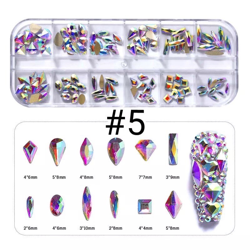 120 Pcs Multi Shapes Glass Crystal AB Rhinestones For Nail Art Craft