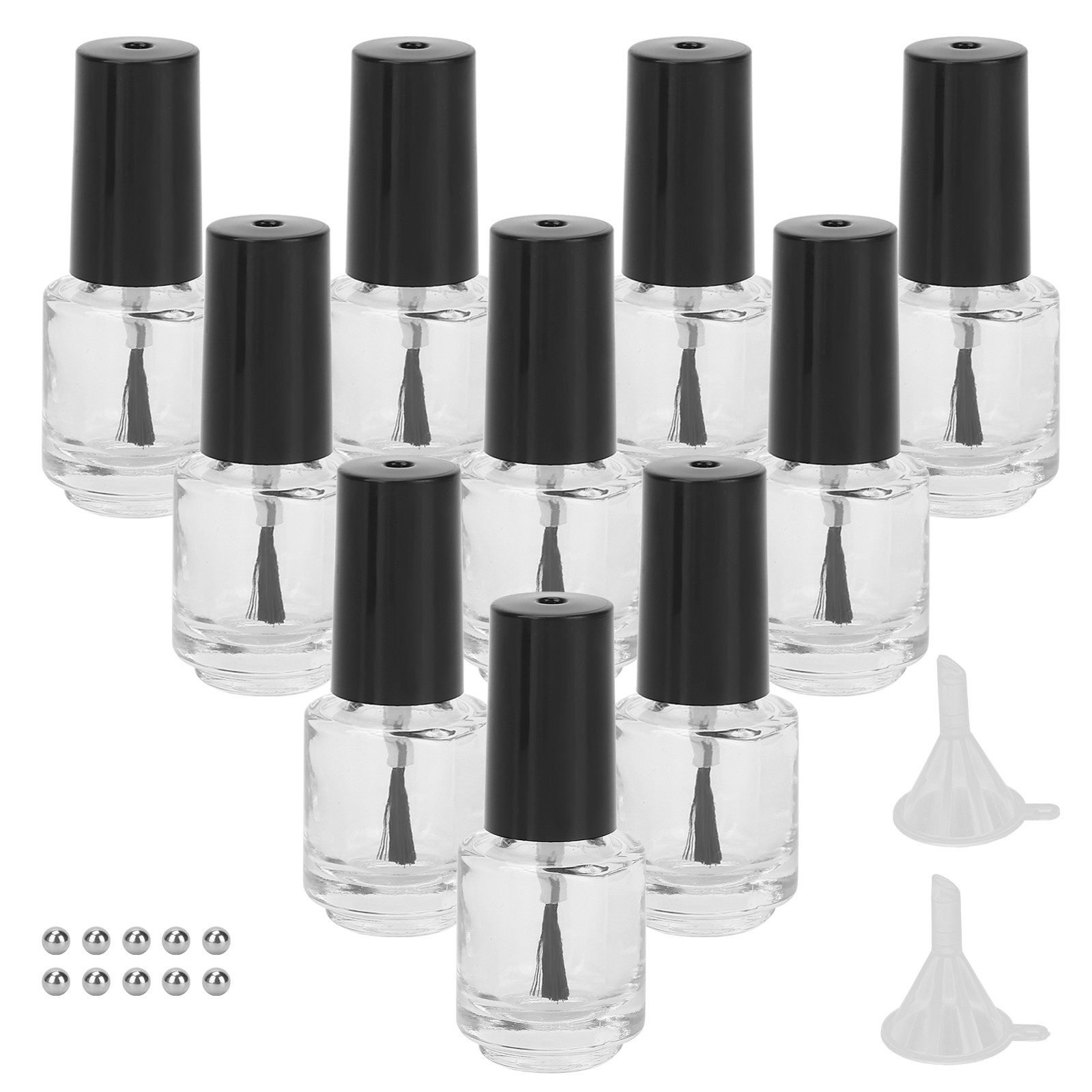 10pcs Empty Nail Polish Bottle With Brush Cap For DIY Use Excellent