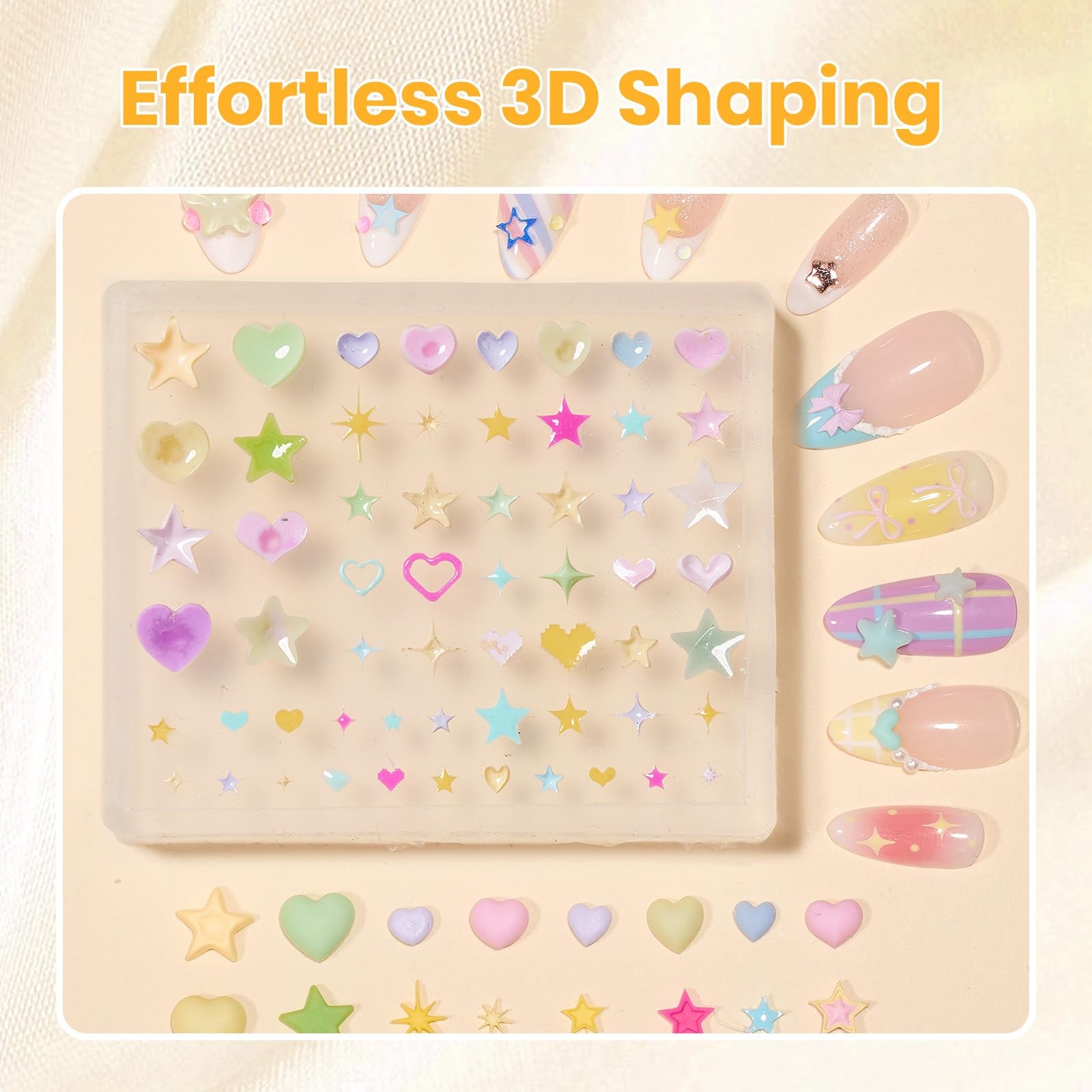 Beetles 3D Solid Builder Nail Gel Kit,2 0-2- 2 Pcs Clear Gels