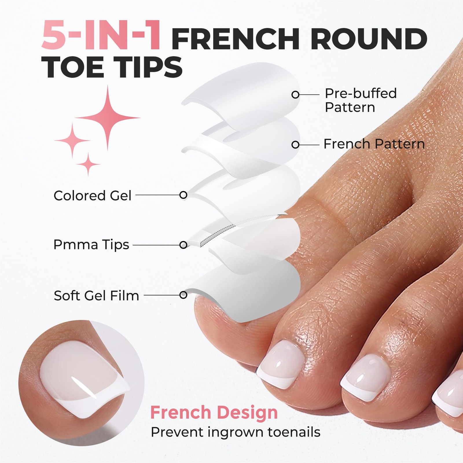 UNA GELLA French Toenails Milky White