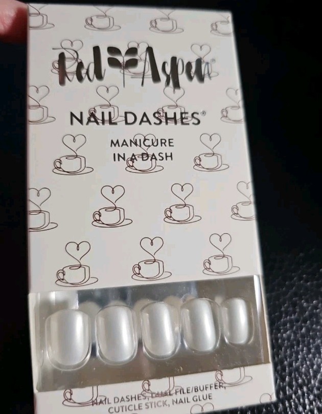 Red Aspen nail dashes short square Berkley’s Breve glaze