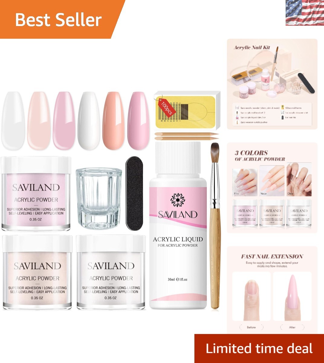 Professional Acrylic Nail Set – Non-Toxic, All-in-One Starter Kit for Home Use