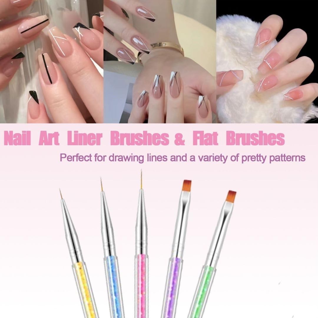 Nail Art Brushes, 5pcs Double-Ended Acrylic Nail Brush Including 7/9/11mm Nai…