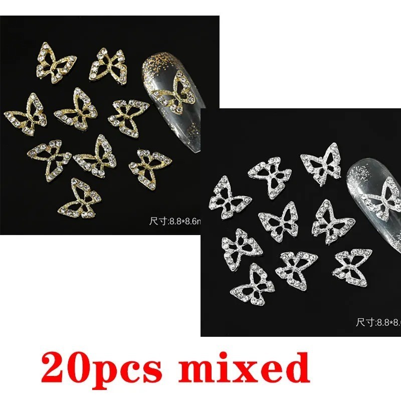 10pcs 3D Nail Art Jewelry Charms Crystal Butterfly Nail Tips Decorations