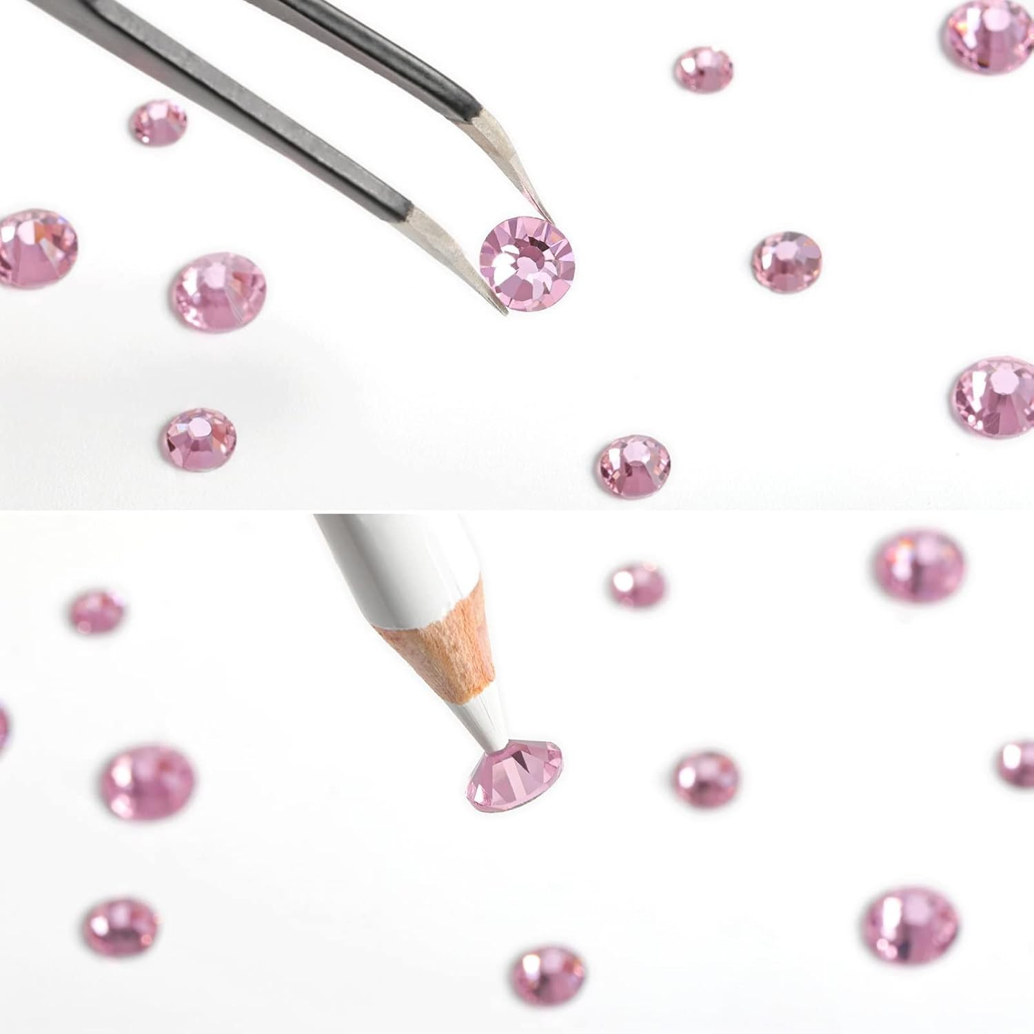 Rhinestones for Makeup,8 Sizes 2500pcs Pink Flatback Rhinestones Face Gems fo…