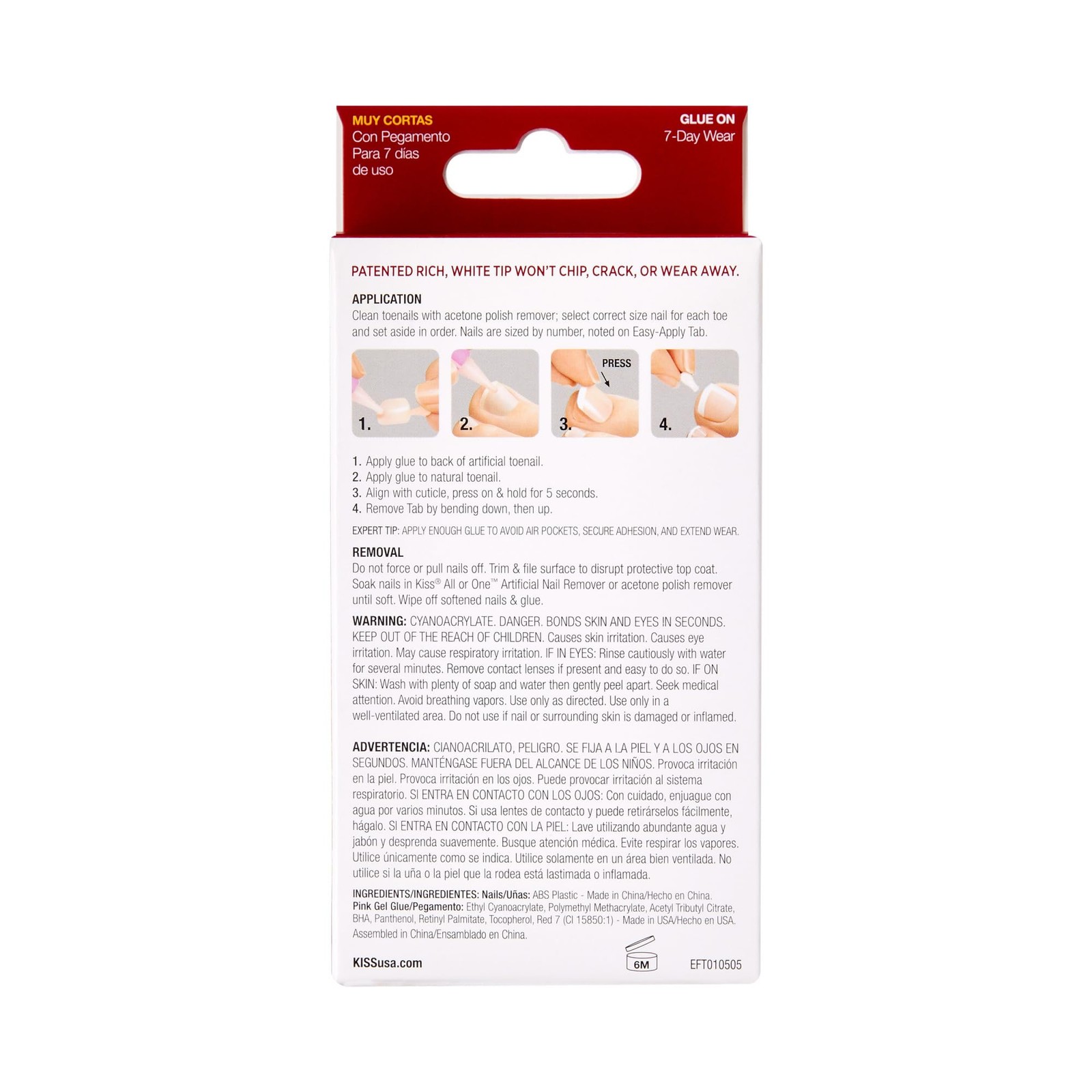 KISS Everlasting, Press On Toenails, Nail Glue Included, ‘Limitless’, Beige,