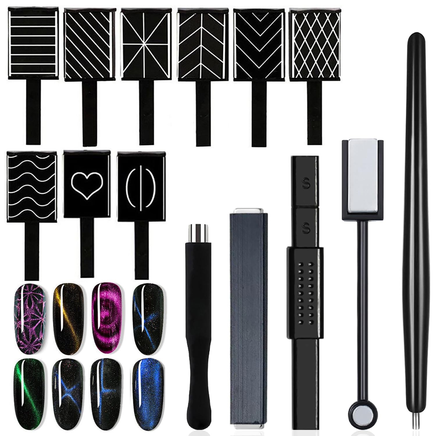 DANNEASY 14pcs Cat Eye Nail Magnet Gel Nail Polish Magnetic Wand Cat Eye Magn…